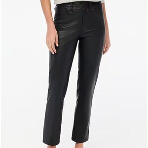 J. Crew Factory bu809 Black Full-length Straight-leg Pant  Faux Leather NWOT